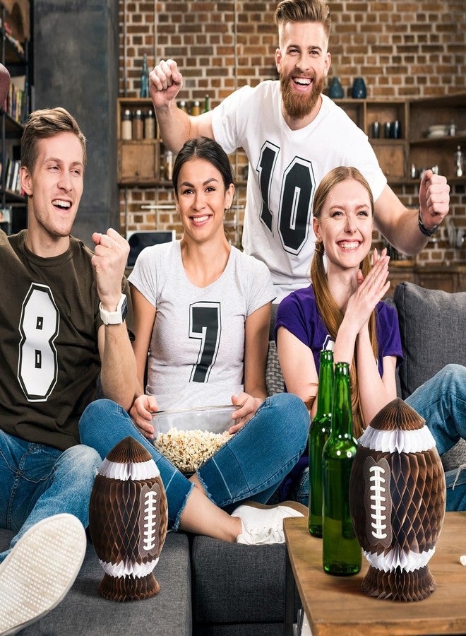 Fourluoo 6 Pcs Football Party Decorations Large Football Honeycomb Centerpieces 3D Ball Table Decor Sports Ball Paper Honeycomb Decorations for Tailgate Party Decoration(7.87 Inch,Brown) - Image 2